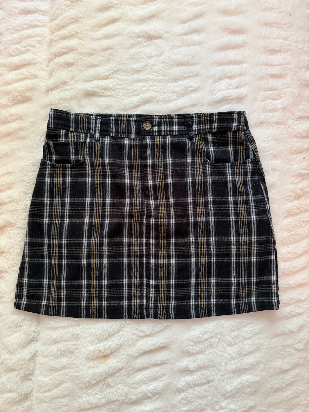 Forever 21 Black and White Plaid Mini Skirt with Tan Accents